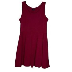 Noble U Burgundy Sleeveless Fit & Flare Stretch Skater Dress Made in USA M